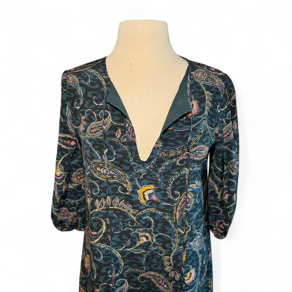 Johnny Was Jade Women's Marzanna Green Paisley Mini 100% Silk Dress XS - Picture 4 of 8